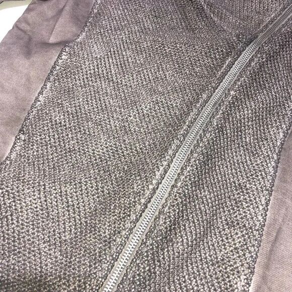 BKE Outerwear Taupe Asymmetrical Moto Zip Up Knitted Front Collared Jacket Small - Picture 3 of 8
